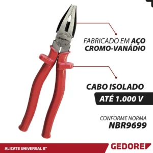 Alicate universal 8", cromo vanádio, R28301200 GEDORE RED